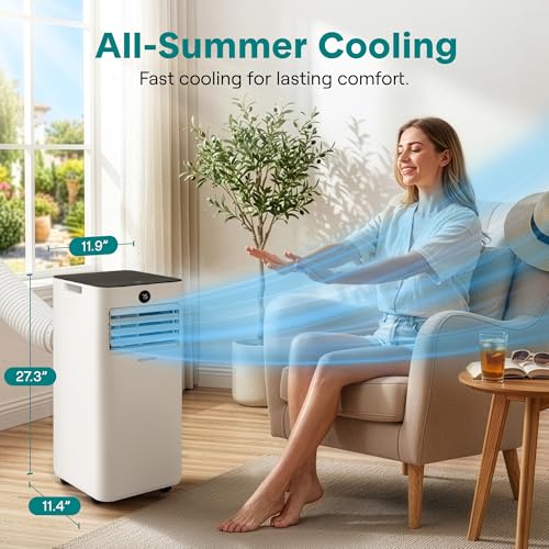 Image of SereneLife Portable Air Conditioner 10,000 BTU | 3-in-1 Cooling, Fan and Dehumidifier | 24-H Timer with up to 450 sq ft Coverage | AC Unit for Bedroom, Home & Office | Includes Window Kit & Remote