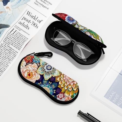 Image of Sunglasses Soft Case, Ultra Light Portable Neoprene Zipper Glasses Case for Men Women