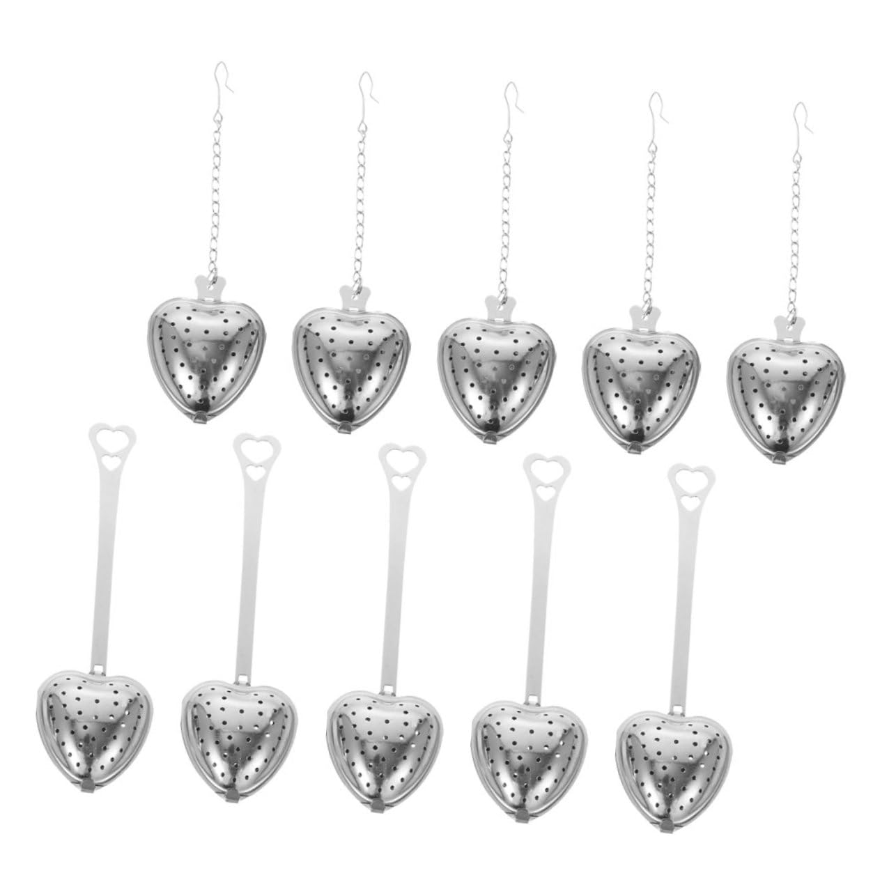 PRETYZOOM 40 Pièces Infuseur de thé pour à feuilles lâches filtre à thé en forme de coeur Passoire avec poignée Acier inoxydable
