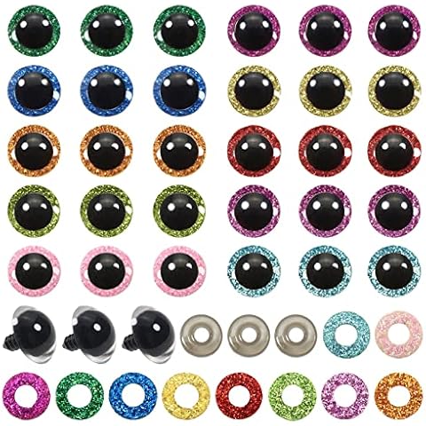 TOAOB 60pcs Glitter Safety Eyes for Dolls Cover