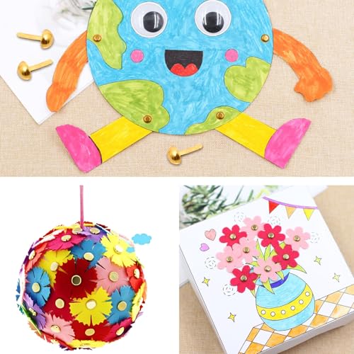 100 Stück Mini Brads Musterbeutelklammern, Musterklammern Metall Papierverschlüsse Splinte Rundkopfklammern Scrapbooking Brads für Schule Büro Kartenherstellung,DIY Handwerk Papier Verschlüsse(Gold)