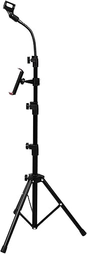 Miniatura 1 de Adjustable Professional Microphone Stand Tripod with Sturdy Non-slip Base Telescopic Mic Holder for Singing Recording Live Streaming with Carry Bag