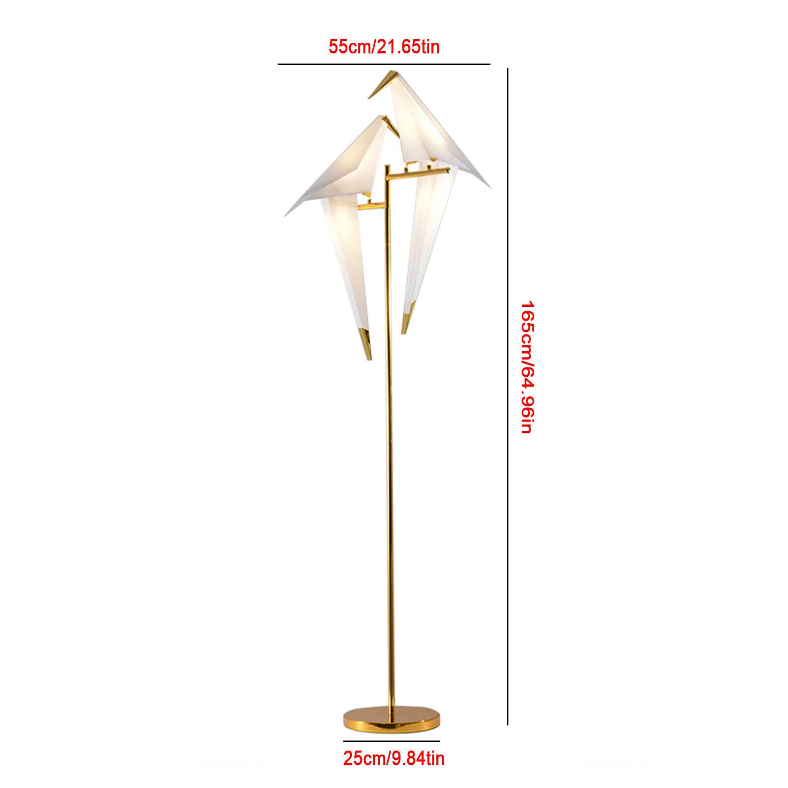 CNCEST Bird Floor Lamp Standing Bird Lamp LED Origami Crane Bird Lampshade Nordic Metal Base Creative Bedside Desk Lamp for Bedroom Living Dining Room Study Office (Floor-Standing)