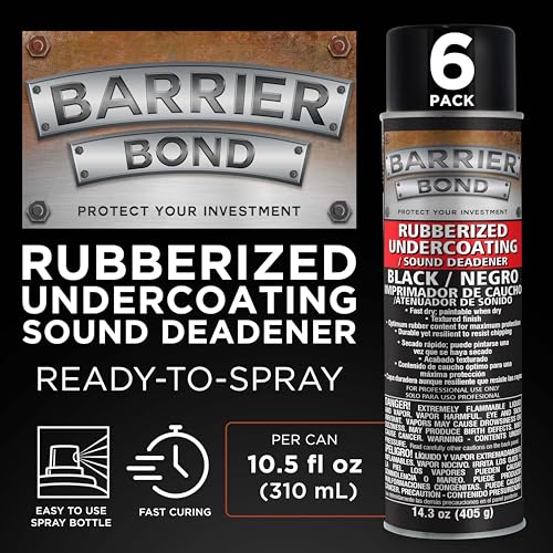 Image of Barrier Bond - Rubberized Undercoating Sound Deadener, 14.3oz Black Spray, Undercoating for Vehicles, 6-Pack