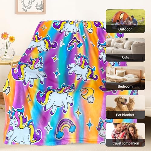 Image of Unicorn Glow in The Dark Blanket, Unicorn Blanket for Girls /Kids, Unicorns Gifts for Girls Age 3-12, Toddler Blanket for Kids, Soft Fleece Blanket Throw Birthday Gift 40 inchx60 inch
