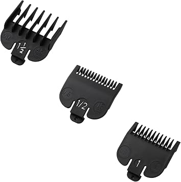 3 Pcs Clipper Guards Set - Universal Hair Clipper Combs Guides 1/16 1/8 3/16 Replacement for Wahl Clippers Babyliss FX870, Professional Limit Comb for Barbers Home Pet Haircuts, Black