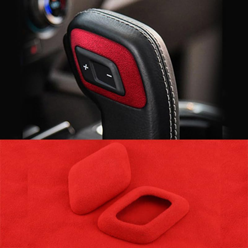 2pcs/Set Suede Gear Shift Knob Cover Sticker Shifter Cap Trim Compatible with Ford F150 2015-2020 (Black Gray, Large)