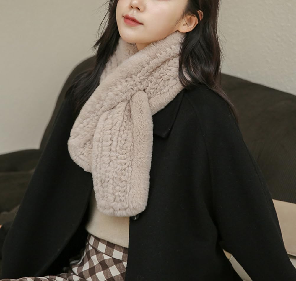 Women's Faux Fur Collar Scarf Winter Fluffy Cold Weather Lady Neck Warmer Solid Color Fashion Casual Scarves