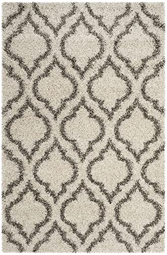 Image of Super Ultra Modern Soft Shaggy Handcrafted Anti-Skid Silk Touch Carpet, Size 9x12 Feet, Color Cream & Beige