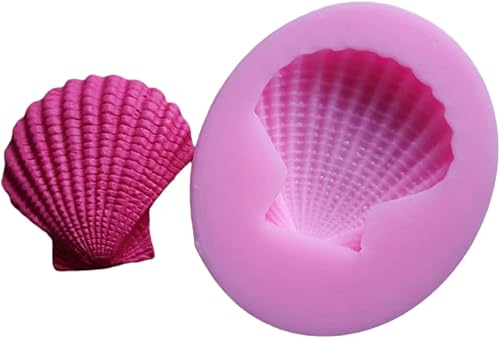 Fondant Molds 3 Pieces Marine Life Fan Shell Cake Silicone Mold DIY Three Dimensional Glue Dripping Mold Sugar Baking Mold