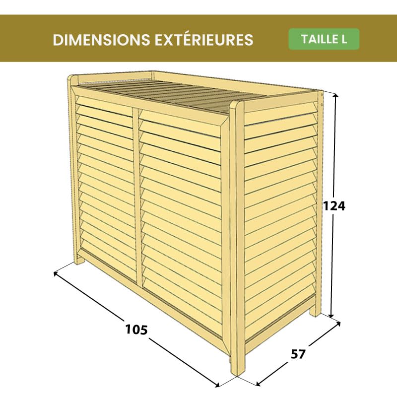 Cache Climatiseur Extérieur Bois Pivert - Caisson pour Climatisation, Pompe à Chaleur - Protection, Atténuation du Bruit, Montage Facile - Conception Française - Couleur Miel