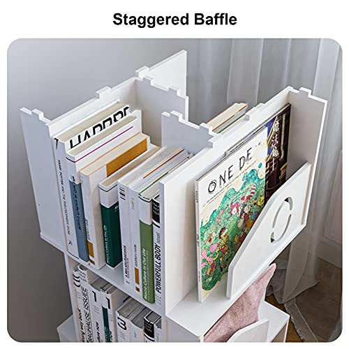 Zqthl Multi-Layer Rotary Bookshelf, 360° Rotating Stackable Floor Storage Display Bookcase, With Safety Bezel, For Kids Bedroom,Pink,6 Tier #TOP4