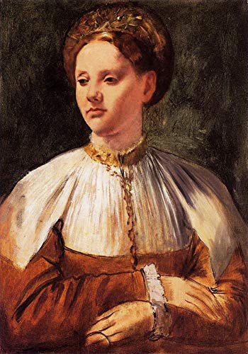 Portrait d'une jeune femme après bacchiacca 1859 tableau décor célèbre