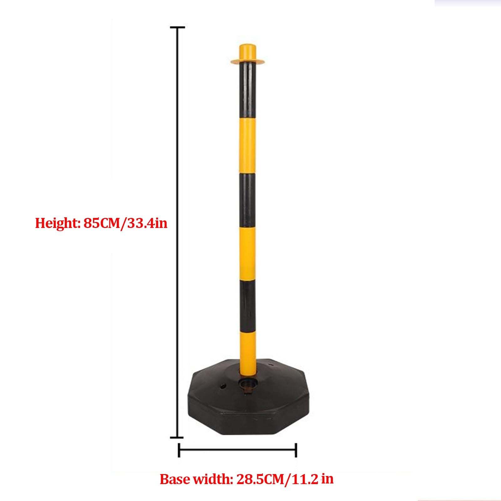 Paquete de 2 a 10 conos de señalización vial de 86 cm (34 pulgadas), con base de goma negra con peso, cadena de plástico, collares reflectantes desmontables(Red+White,10posts)