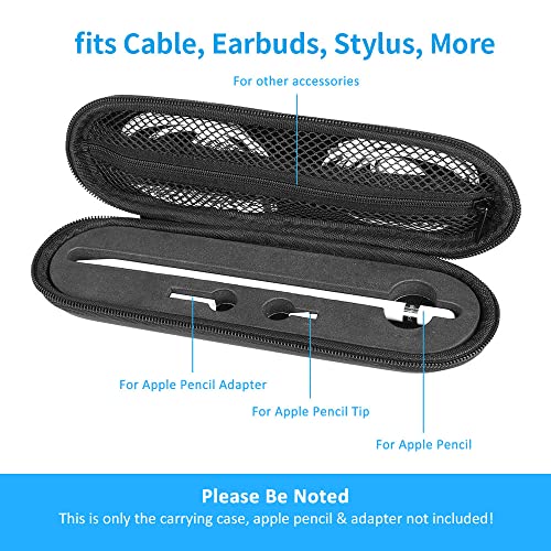 Titacute Ipencil Case, Carrying Case Compatible With Apple Pencil 2Nd Generation For Ipad Pro Pencil Holder Case Dual Zipper Pouch Eva Foam Protective Case For Stylus Pen, Ipencil Adapter/Tip Black #TOP4