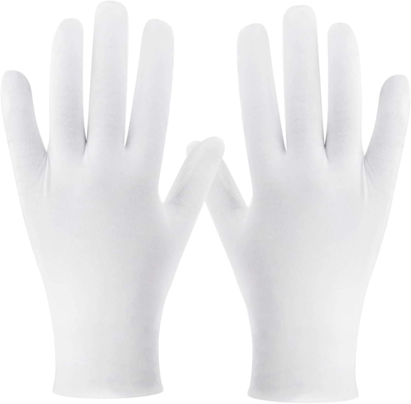 White Cotton Gloves, Cridoz 24 Pairs Cotton Gloves for Women Dry Hands, Sleeping Serving Archival Cleaning Gloves for Moisture Eczema Spa Coin Jewelry Silver Costume Inspection, Large Size