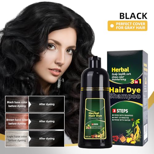 Black Hair Dye Shampoo 3 in 1 Herbal Natural Dye Cover Gray miniatura 3