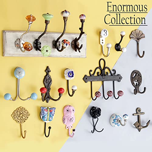 Image of IndianShelf 4-Packs Iron Heavy Duty Decorative Vintage Key Holder, Key Wall Hooks for Hanging Coats, Jackets, Leash, Hat, Towel, Backpack, Purse, Handbag : Antique