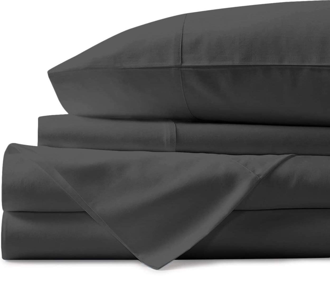 BLUECLANS1000 Thread Count Egyptian Cotton Sheets Queen Size - 4 Piece Sheet Set - Sateen Weave Luxury Hotel Sheets - 17" Deep Pocket - Soft, Breathable & Cooling Bed Sheets - Easy Fit - Dark Grey