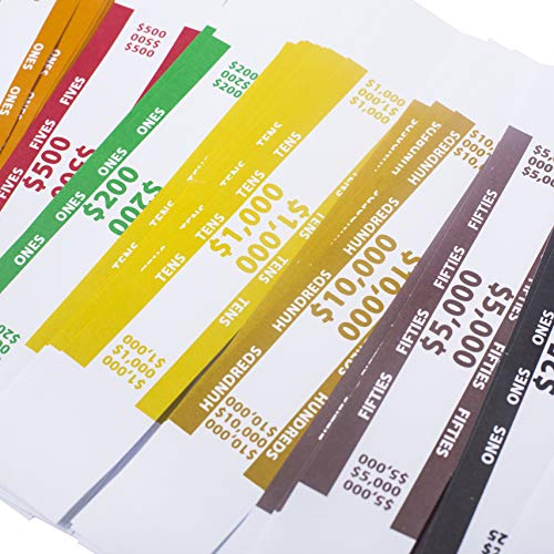Money Bands 400 Pack Currency Straps Vibrant Colors Coded Bank