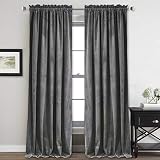 Picture of StangH Velvet Curtains 108 inches Long - Heavy-Duty Blackout Velvet Drapes Heat & Chill Resistant Window Panels for Villa/Patio Door, Grey, 52 by 108-inches, 2 Pcs
