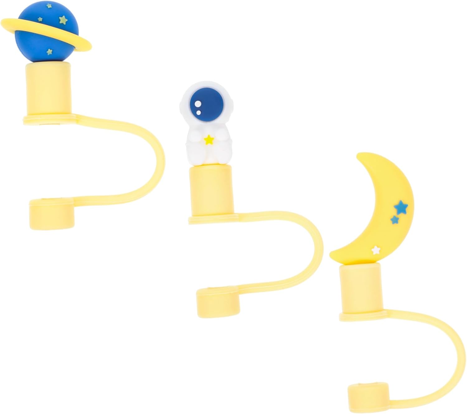 Hemobllo 9pcs Reusable Drinking Straw Caps Cute Dust Covers for Outdoor Use for Parties and Gatherings Adorable Straw Plugs Moon Earth Astronaut