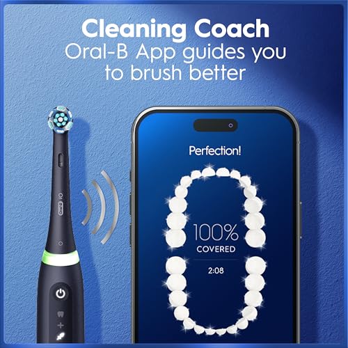 Image of Oral-B Rechargeable Electric Toothbrush, iO5 Customizable Clean, 5 Cleaning Modes, Visual Pressure Sensor to Protect Gums, Travel Case, Black