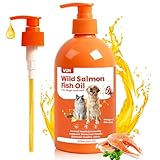 VUN Salmon Fish Oil for Dogs & Cats,Omega 3 Fish Oil Supplement for Itchy Dry Skin Coat,Allergy Relief,Joints&Paws,Brain,Eyes&Heart Treatment,Wild Liquid Fish Oil for Dogs by Pump with EPA DHA–16 oz