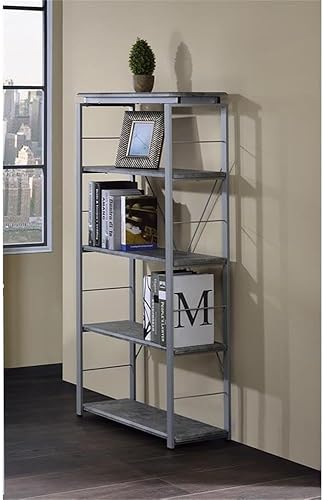 Miniatura 4 de Acme Jurgen - Estantería rectangular de 5 niveles de madera, color gris y plateado