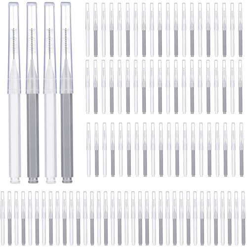 Image of Patelai 100 Pieces Braces Dental Brush for Cleaner Interdental Toothpick Dental Tooth Flossing Head Oral Hygiene Flosser Toothpick Cleaners Tooth Tool(White, Grey,Ideal Size)