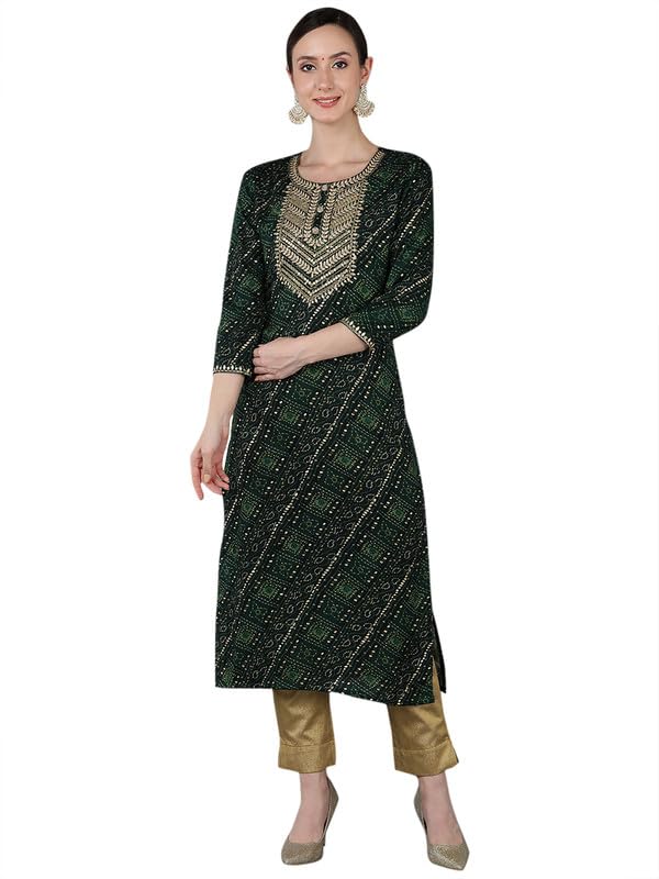 Image of Vaamsi Women's Viscose Rayon Geometric Printed Kurta
