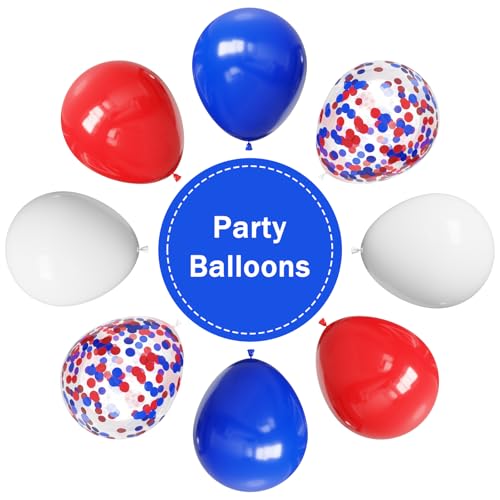 Image of YMSZ Red White and Blue Balloons, 4th of July Balloons Decorations | 67pcs, 12 Inch, Red and Blue Balloons for Independence Day Birthday Party Decorations