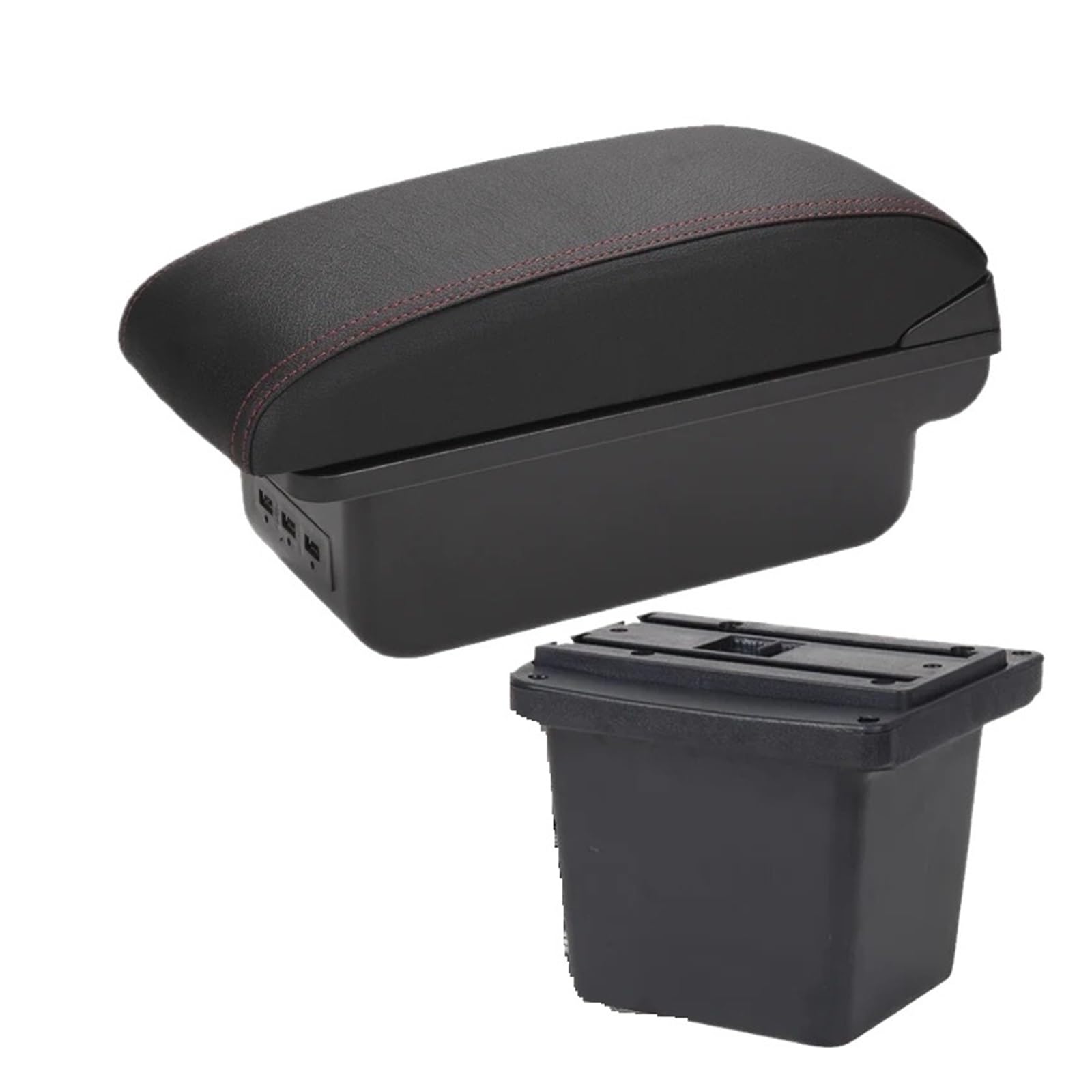 Ggwqoops Car Armrests For Hyundai For Elantra For Touring I30 FD I30cw 2007-2011 Car Armrest Storage Box Accessories Retrofit Armrest Box(B1 Black red 3USB)