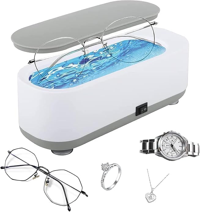 Ultrasonic Cleaner Jewelry Cleaner Machine, 45KHz Professional Sonic Cleaner for Ring, Earrings, Necklace, Silver, Eyeglass, Watches, Denture Ultrasonic Cleaner Solution for Gifts