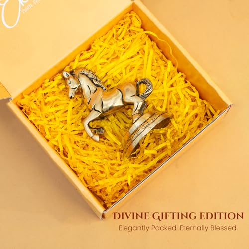 Image of Ekhasa 100% Pure Brass Running Horse Showpiece with Gift Box | Pital Murti Animal Figurine for Home Decor Living Room Office Table | Vastu Good Luck Housewarming Grah Pravesh Wedding Gift