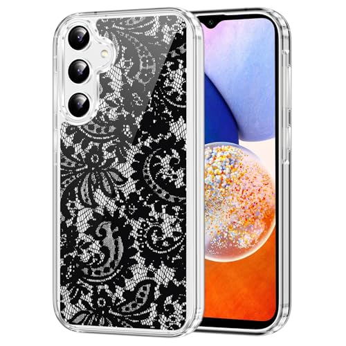 Coque transparente Samsung A14 5G élégante avec motif vintage floral premium