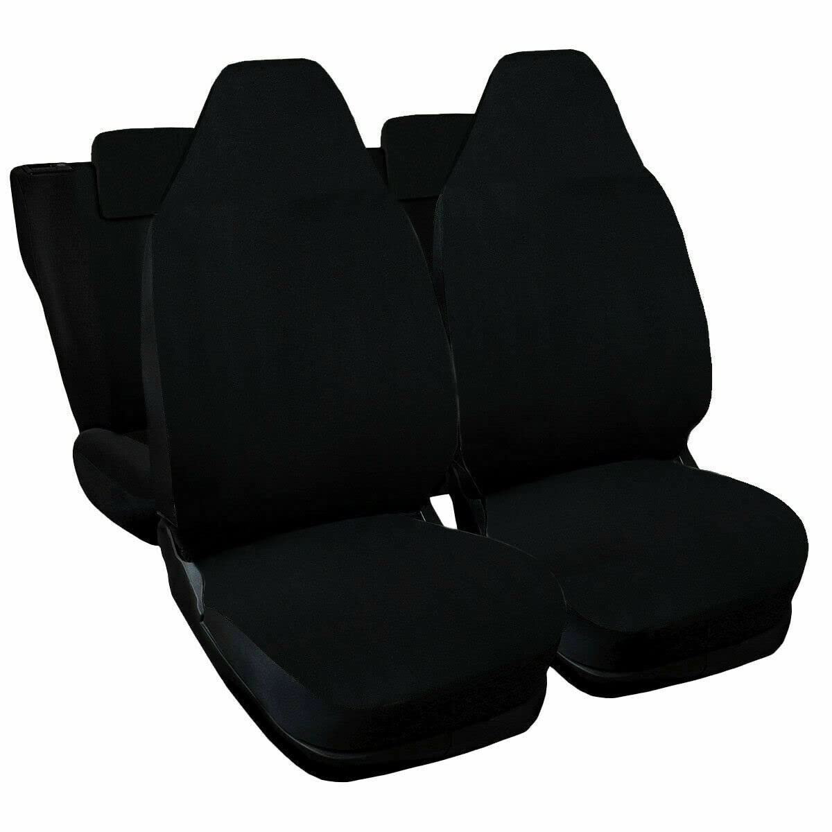 Susy Shop Housses de sièges compatibles avec séparation arrière 50/50 Housses de sièges avant avec appuis-tête inclus, Housses pour sièges de voiture en divers couleurs (Noir)