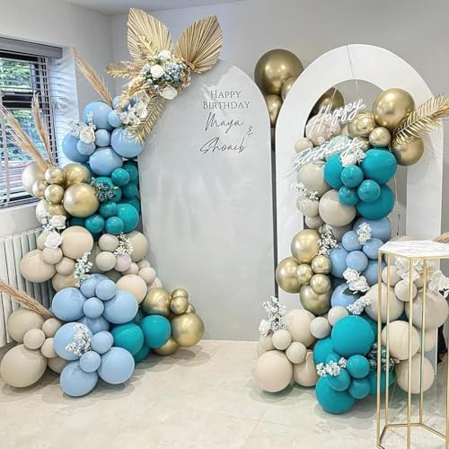 Image of Double Stuffed White Sand Balloons Different Sizes 18In 12In 5In Light Grey Pastel Balloon Garland Kit Off White Balloon Arch For Birthday Baby Shower Bridal Wedding Neutral Boho Theme Party