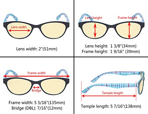 Image of Eyekepper 5 Pack Computer Reading Glasses Cat Eye Blue Light Blocking Readers Yellow Tinted +0.00
