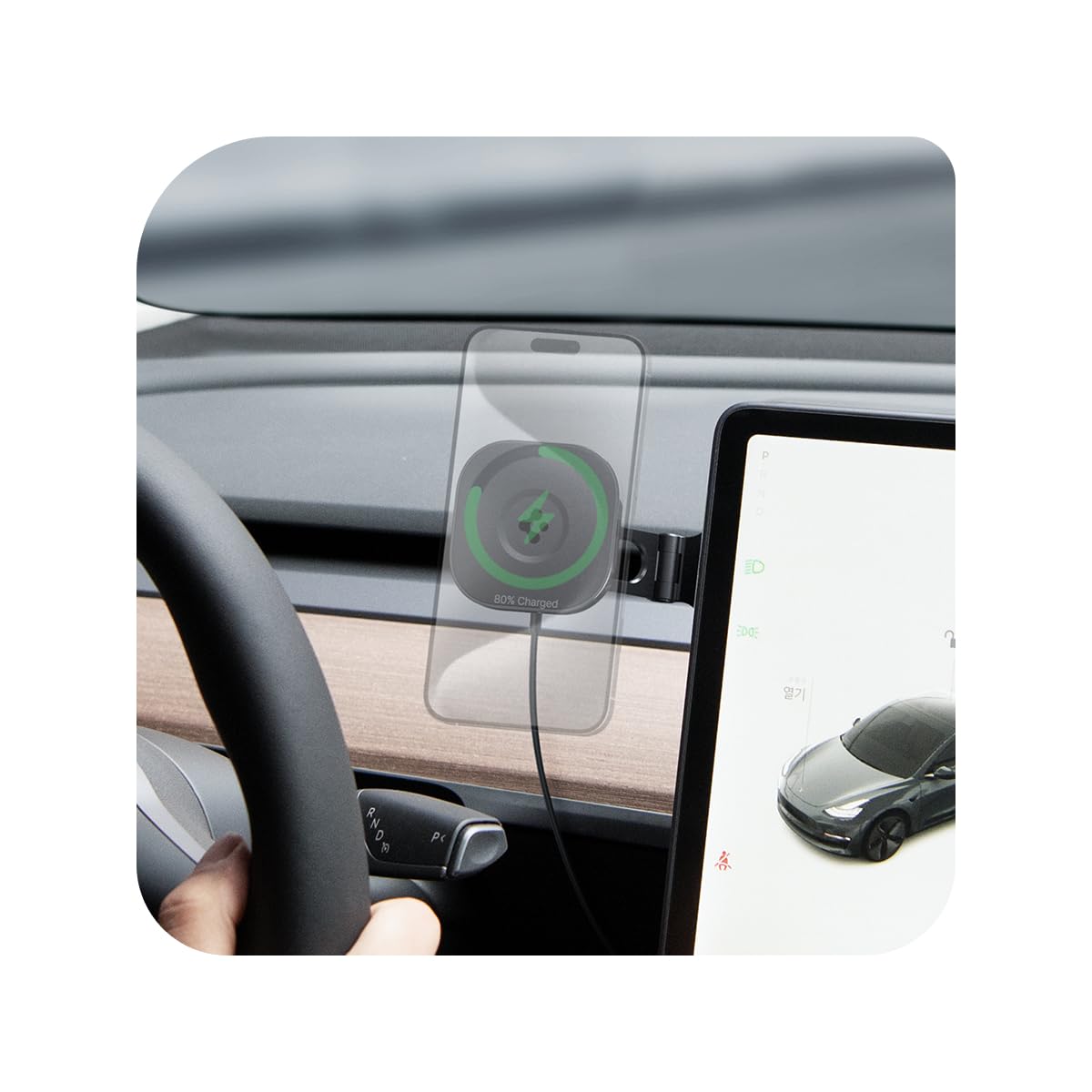 Spigen OneTap Pro 3 Tesla Phone Mount (Foladable and Hidden) for All Tesla Model Y/3/S/X/Cybertruck with Charging- Designed for MagSafe Compatible iPhones, Pixel, Galaxy Phones