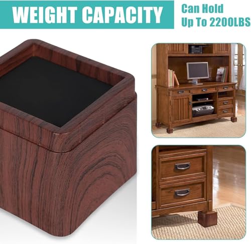 KEIBIKEIDI 3 Inch Stackable Bed Risers Heavy Duty Furniture Risers ， Lifts Up to 2200 LBs Couch Sofa Desk Table Chair Risers (Stackable Wood Grain), Set of 4 by KEIBIKEIDI - Image 6
