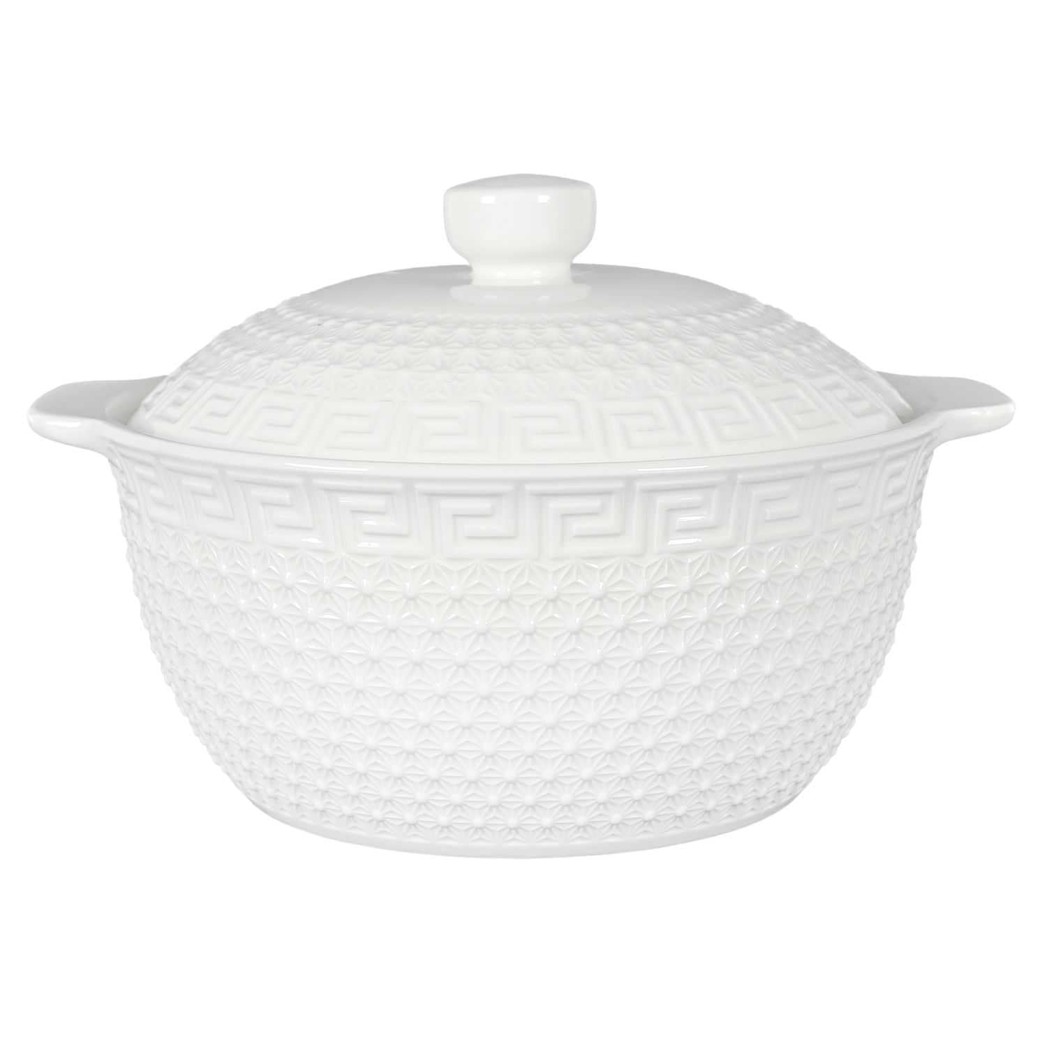 HOME DECO FACTORY - KA0279 Juego de Sopa 9 Piezas Porcelana - Sopera 2.7L, Cucharón, 6 Tazones - Diseño Elegante - Ideal para Cenas y Recepciones - Blanco - Tamaño Estándar