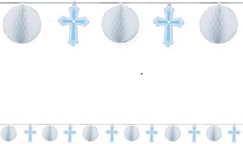 Amscan Sweet Christening - Cortadora de panal de papel azul, 12 pies, 1 unidad