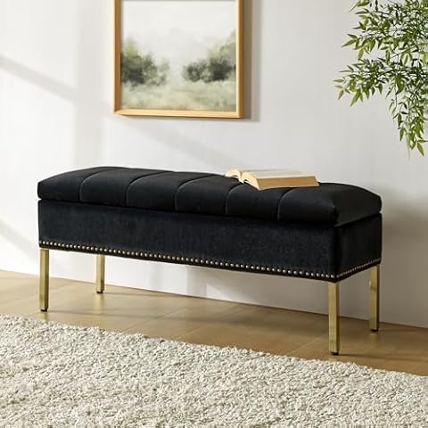 HULALA HOME Contemporary Velvet Storage Bench Cover