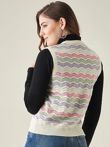 Image of Modeve Printed V Neck Sleeveless Sweater for Women||Winterwear||