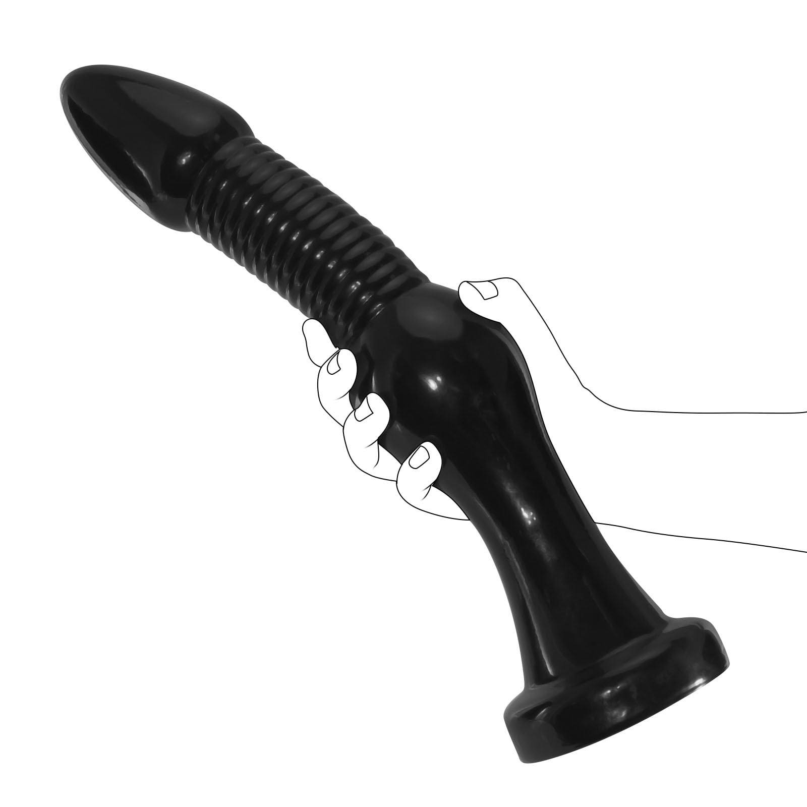 Plug Anale Lungo Gigante 38,5 cm, Dildo Nero Spesso con Ventosa, Dilatatore Anale Massiccio con Grande Nodo, Masturbazione Punto G e del Punto P Giocattoli Sessuali Grandi per Uomo Donna (L)