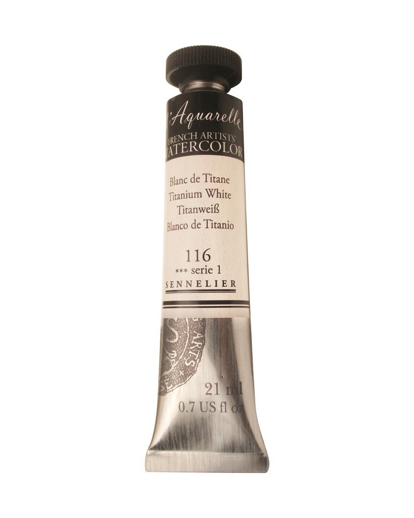 Sennelier Aquarelle French Artists Watercolour 21 ml Black/White/Grey (Titanium White)