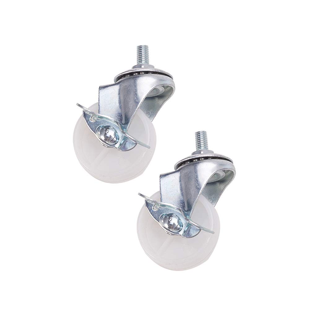 MroMax 1.97 Inch Swivel Caster Wheels PP 360 Degree Threaded Stem Caster Wheel, 66lb Capacity Each Wheel with Brake, Pack of 2