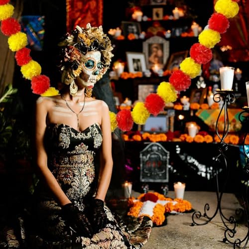 Guirlande fleurs de souci artificielles pour décoration Diwali chaleureuse - 8