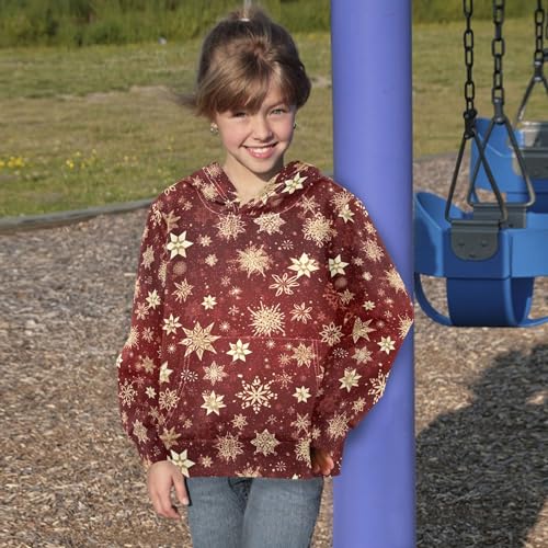 Kids Hoodies Sweaters Christmas Xmas Snowflake Hooded Sweatshirts with Big Pockets for Boys Girls B04000834